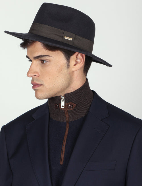Cappello Fedora in  lana con fascia a contrasto