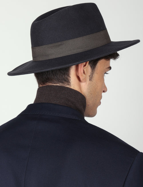 Cappello Fedora in  lana con fascia a contrasto