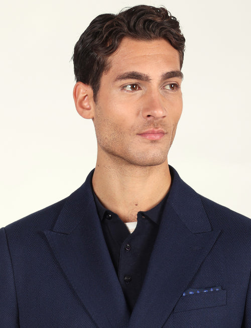 Giacca doppiopetto in tessuto spigato