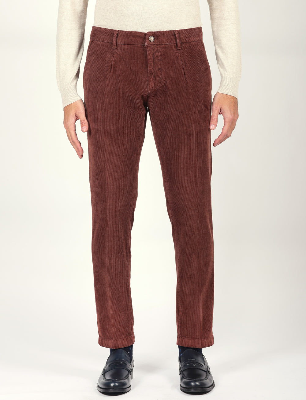 Pantaloni in velluto a coste con pences