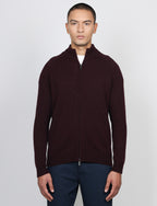 Cardigan full zip in lambswool |Colore:Bordo