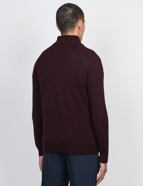 Cardigan full zip in lambswool |Colore:Bordo