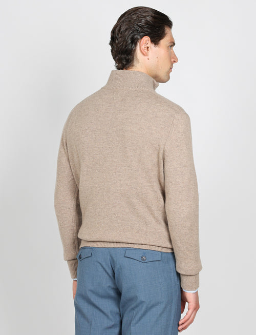 Maglia a mezza zip in lambswool |Colore:Beige