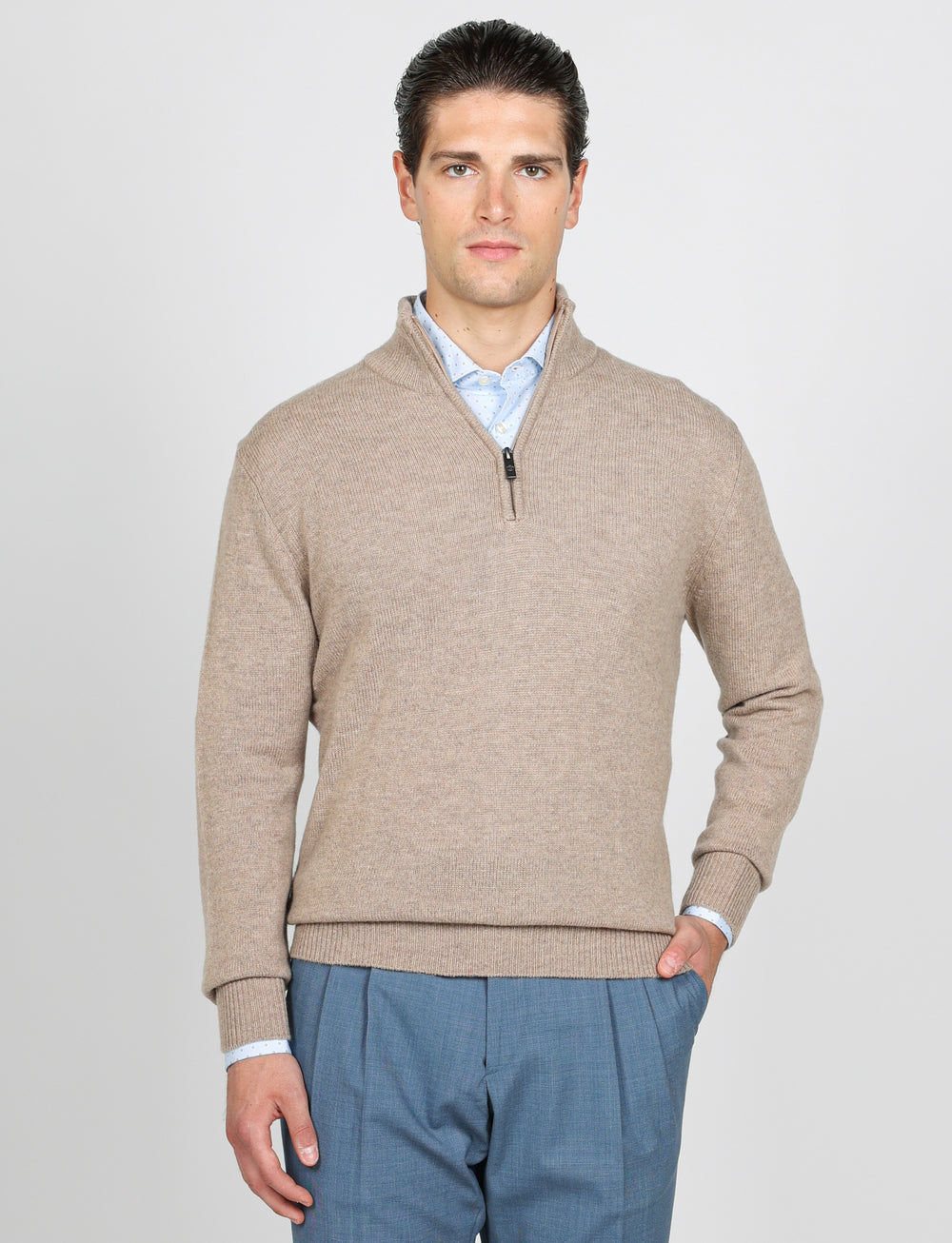 Maglia a mezza zip in lambswool
