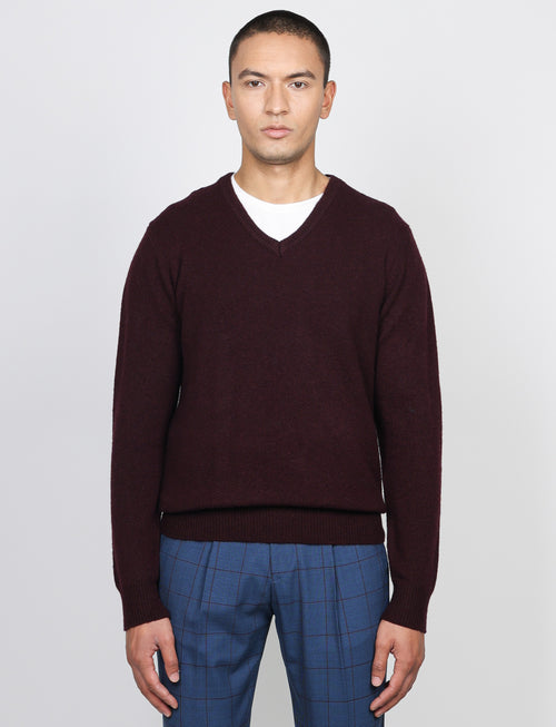 Maglia a scollo a v in lambswool |Colore:Bordo