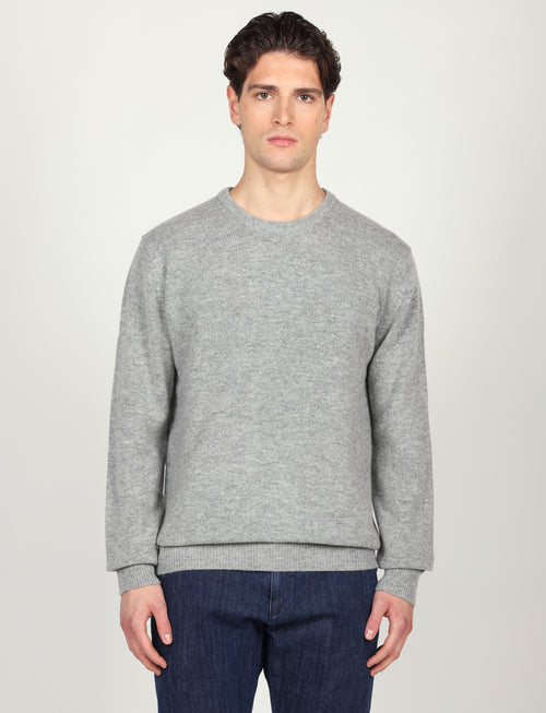 Maglia girocollo tinta unita in lana lambswool |Colore:Grigio medio