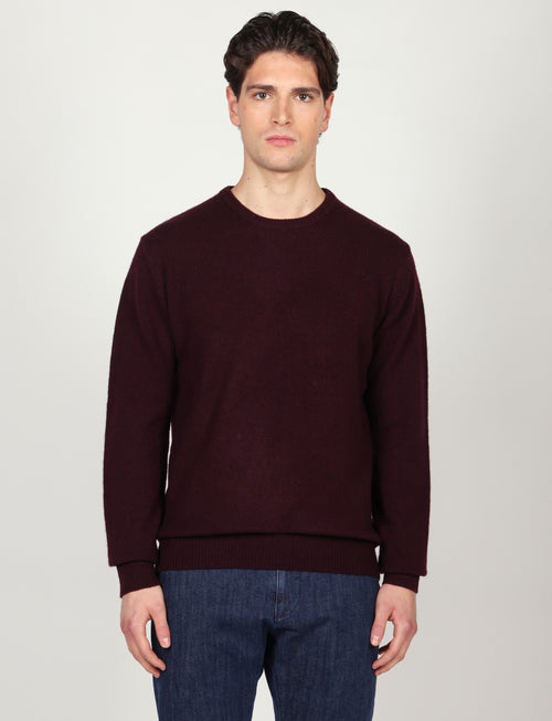 Maglia girocollo tinta unita in lana lambswool