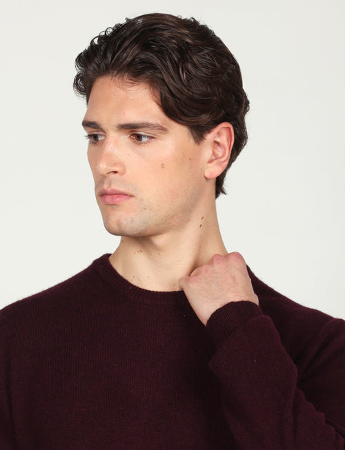 Maglia girocollo tinta unita in lana lambswool