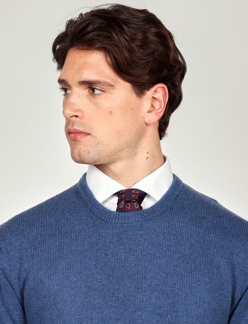Maglia girocollo tinta unita in lana lambswool |Colore:Azzurro