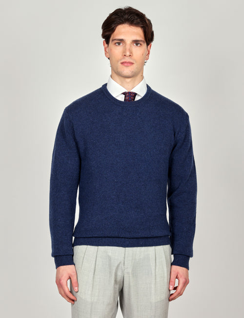 Maglia girocollo tinta unita in lana lambswool |Colore:Bluette