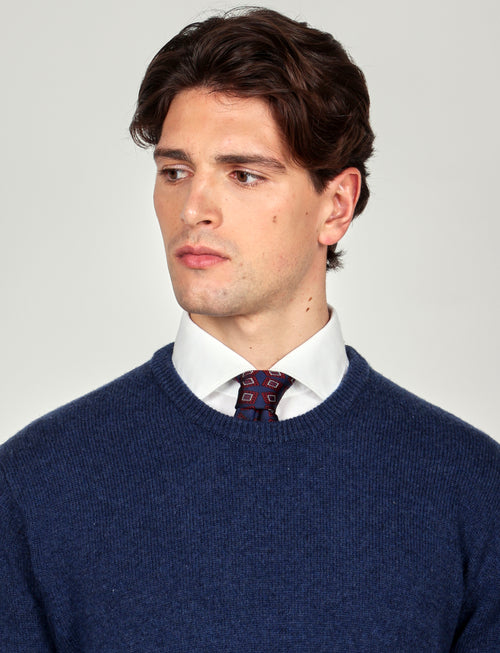Maglia girocollo tinta unita in lana lambswool |Colore:Bluette