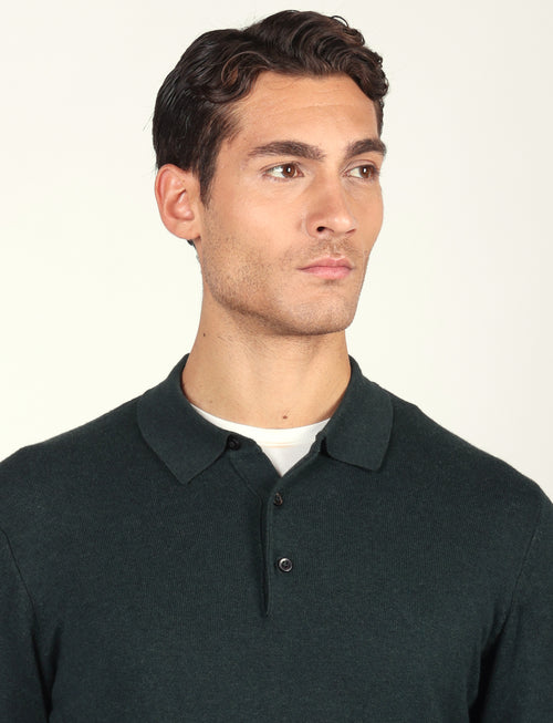 Polo in cotone e lana a maniche lunghe