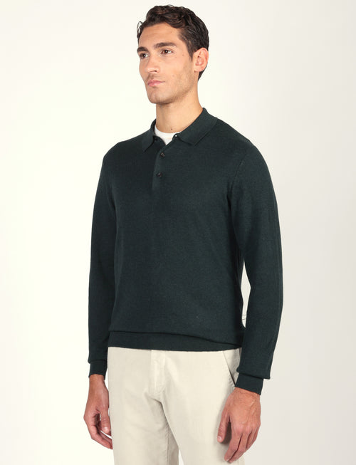 Polo in cotone e lana a maniche lunghe