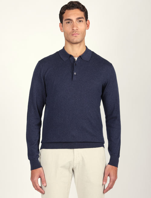 Polo in cotone e lana a maniche lunghe