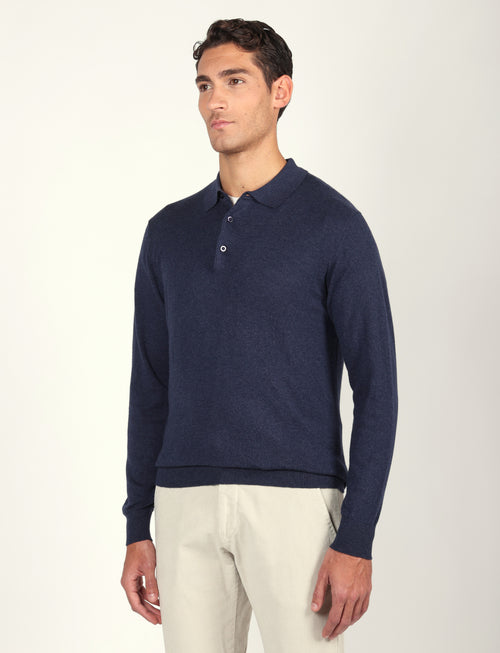 Polo in cotone e lana a maniche lunghe