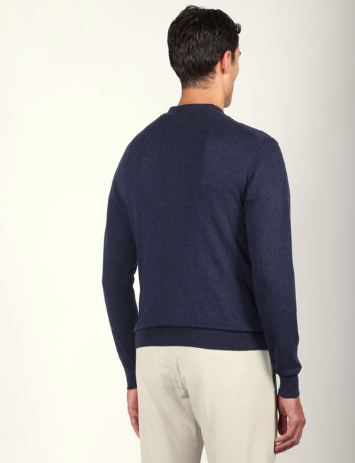 Polo in cotone e lana a maniche lunghe