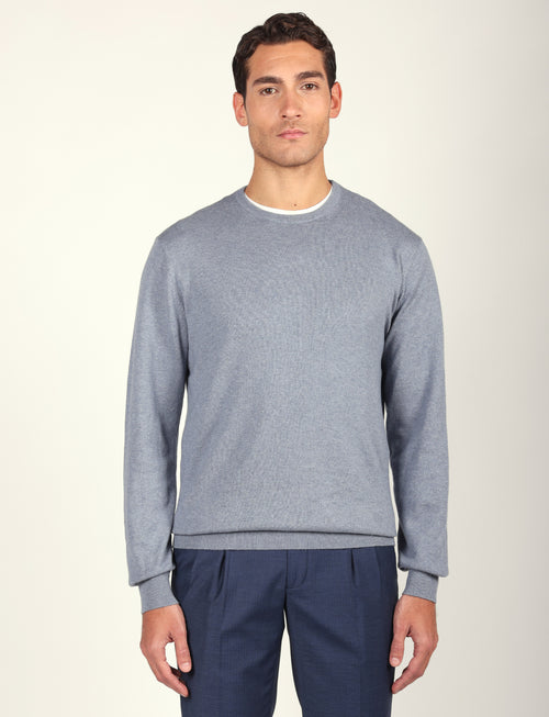 Maglia girocollo in cotone e lana