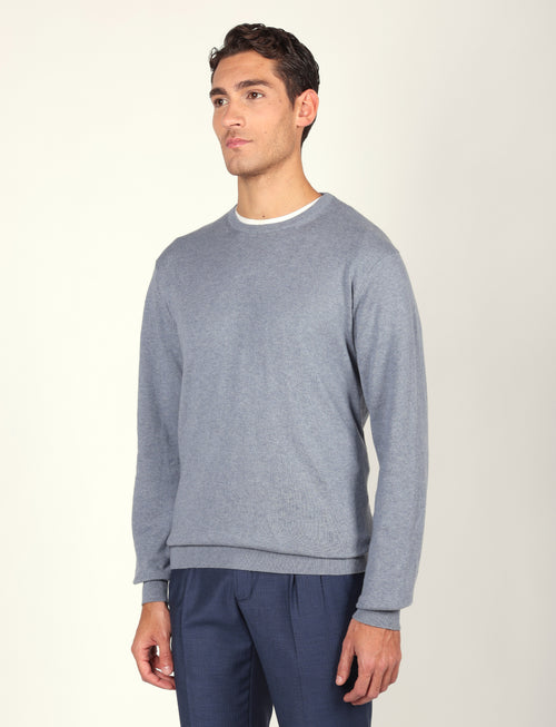 Maglia girocollo in cotone e lana