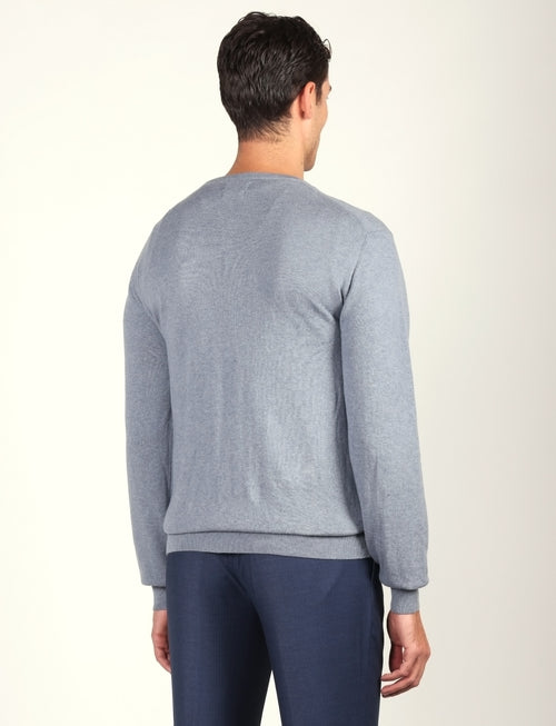 Maglia girocollo in cotone e lana