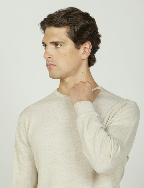 Maglia girocollo in cotone e lana