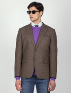 Giacca in misto lana  tessuto occhio di pernice |Colore:Fango