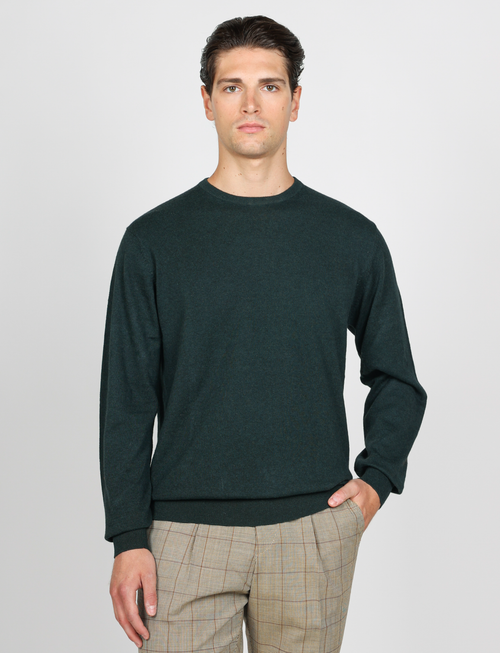 Maglia girocollo in cotone e lana