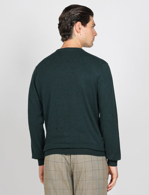 Maglia girocollo in cotone e lana