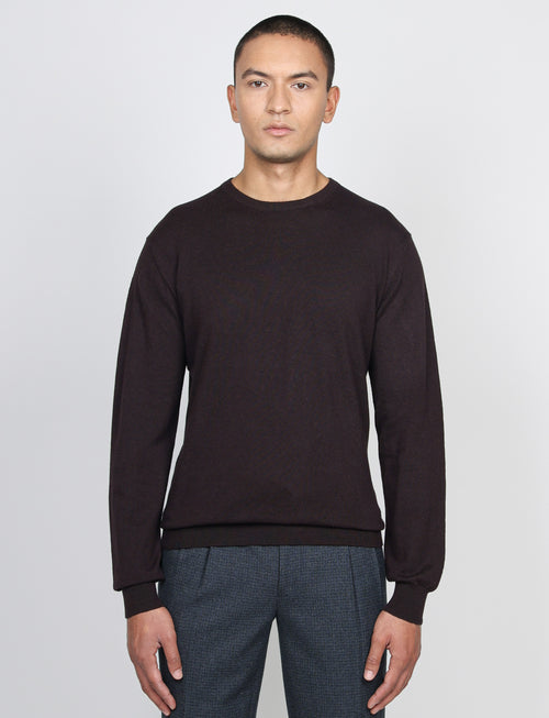 Maglia girocollo in cotone e lana