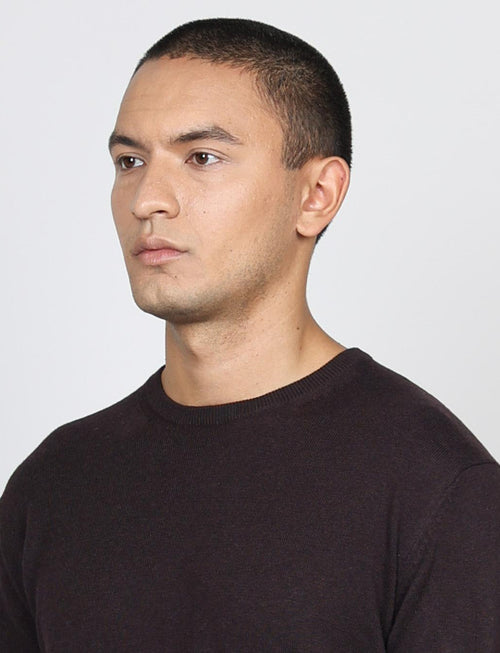 Maglia girocollo in cotone e lana