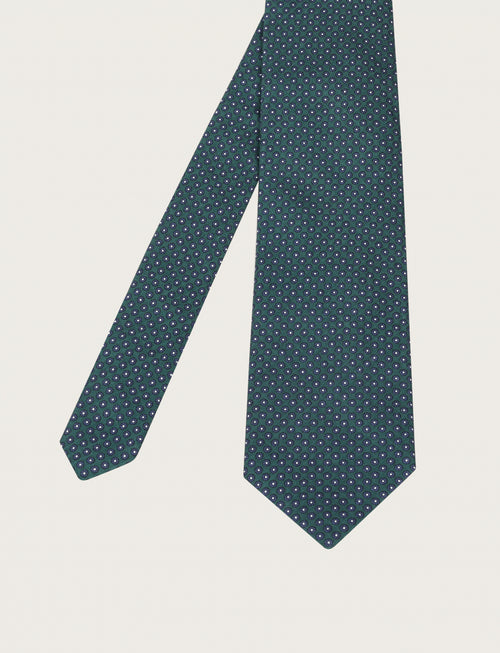 Cravatta in lino con motivo a piccoli cerchi