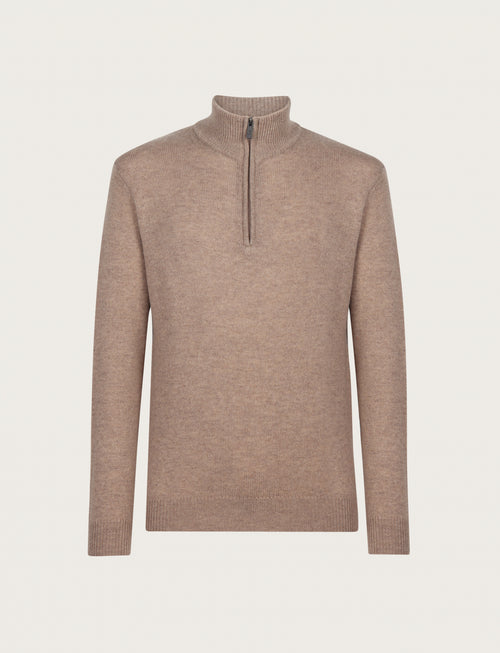 Maglia a mezza zip in lambswool |Colore:Beige