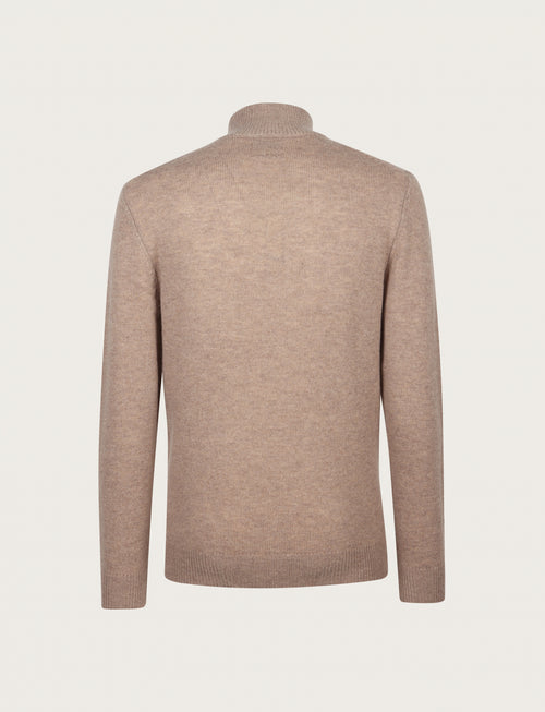 Maglia a mezza zip in lambswool |Colore:Beige