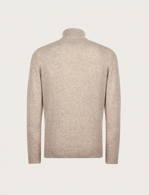 Maglia a mezza zip in lambswool moulinè