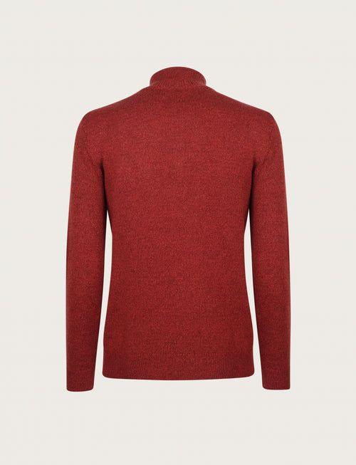 Maglia a mezza zip in lambswool moulinè