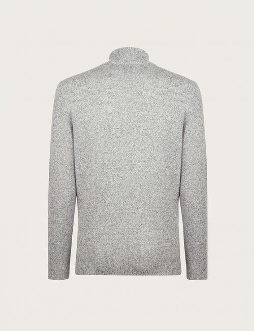 Maglia a mezza zip in lambswool moulinè