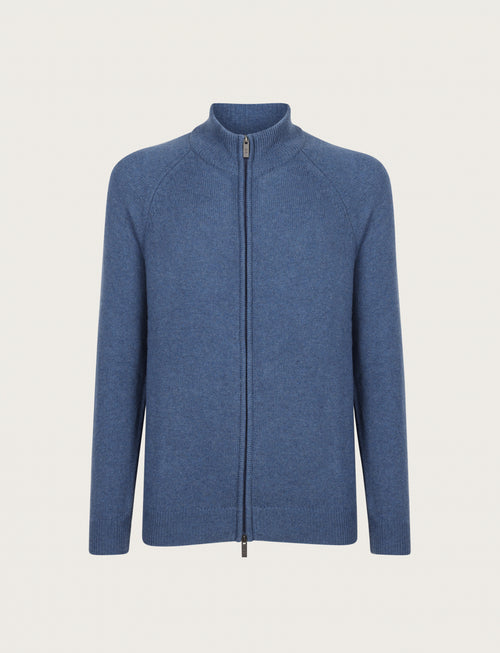 Cardigan full zip in lambswool |Colore:Azzurro