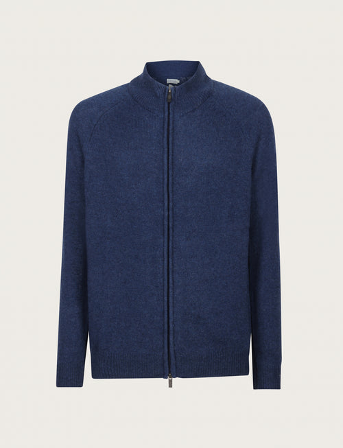Cardigan full zip in lambswool |Colore:Bluette