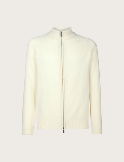 Cardigan full zip in lambswool |Colore:Panna