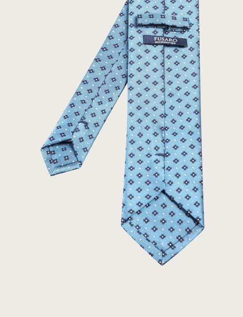 Cravatta in seta con micro fantasia geometrica