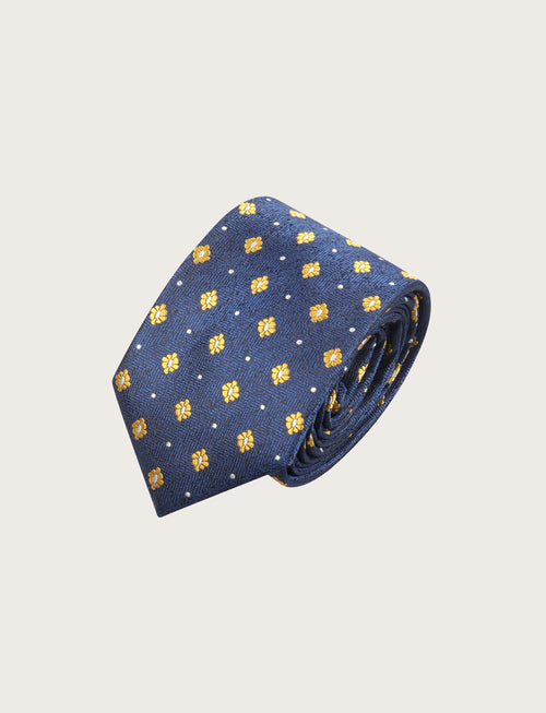 Cravatta in seta fantasia geometrica a micro motivo