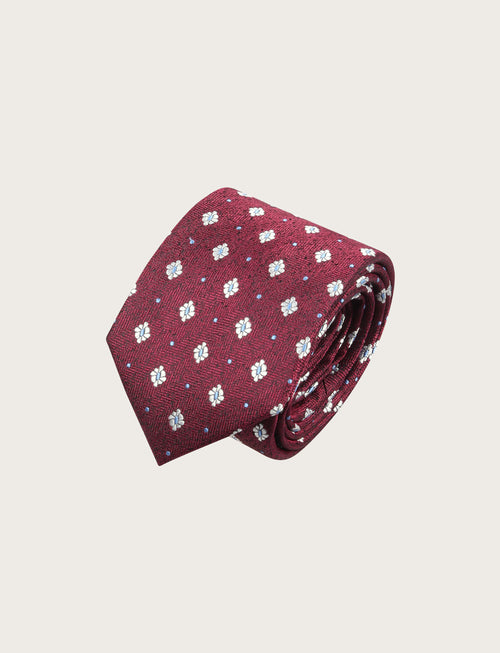 Cravatta in seta fantasia geometrica a micro motivo