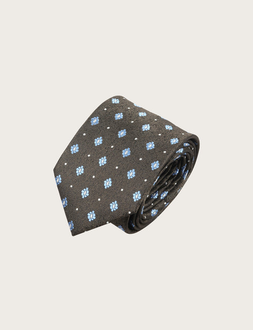 Cravatta in seta fantasia geometrica a micro motivo