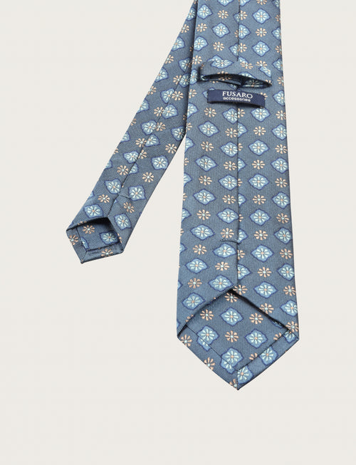 Cravatta in seta con disegno geometrico a fiori