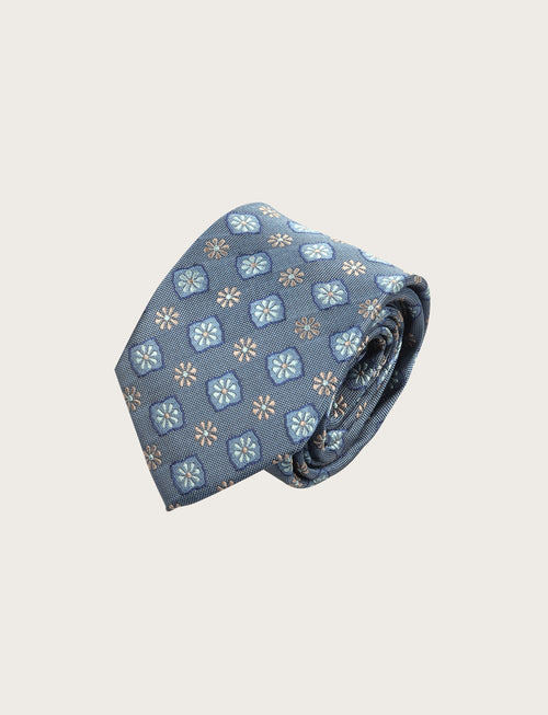 Cravatta in seta con disegno geometrico a fiori