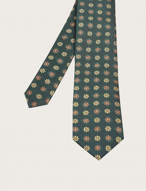 Cravatta in seta con disegno geometrico a fiori