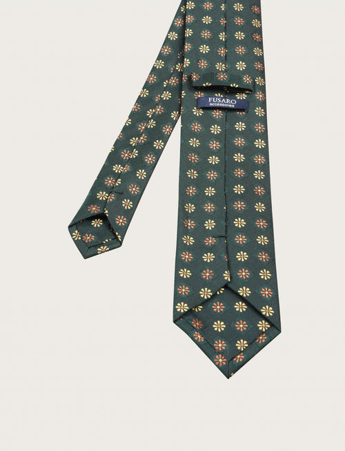 Cravatta in seta con disegno geometrico a fiori