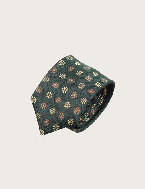Cravatta in seta con disegno geometrico a fiori