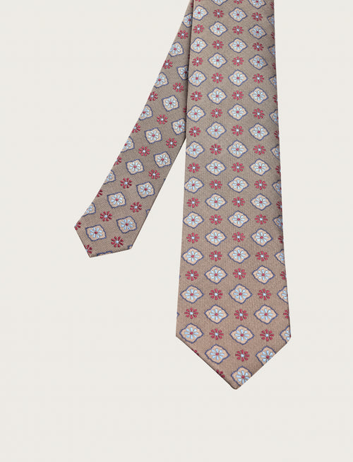 Cravatta in seta con disegno geometrico a fiori