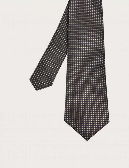 Cravatta in seta con micro fantasia geometrica all-over