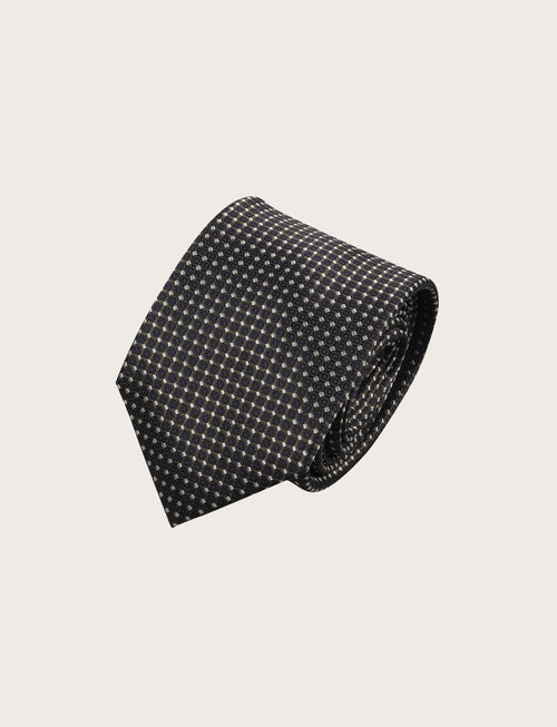 Cravatta in seta con micro fantasia geometrica all-over